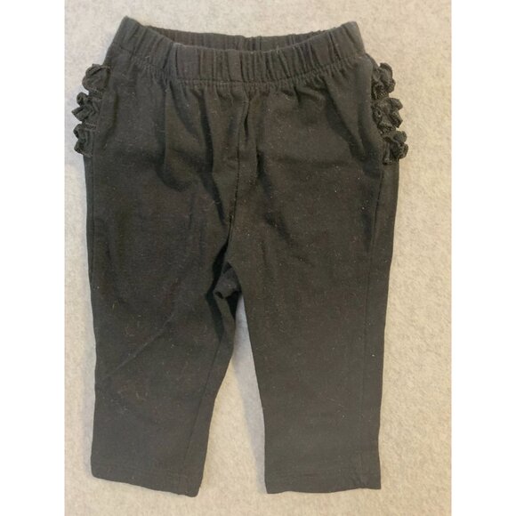 Old Navy Baby Infant Girls Size 3 6 months Pull On Pants Ruffle Bottom Black - Picture 1 of 3